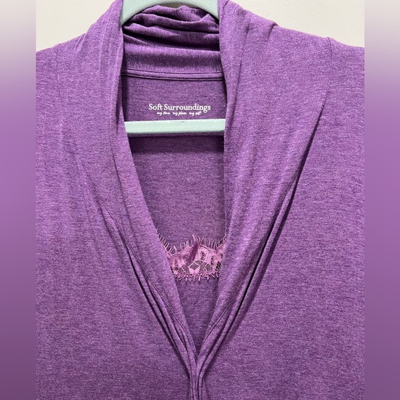Soft Surroundings Bundle of 2 Purple Long Sleeve Top & Lace Trim Cami Size M - Picture 3 of 9